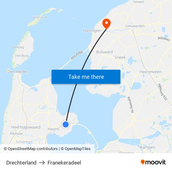 Drechterland to Franekeradeel map