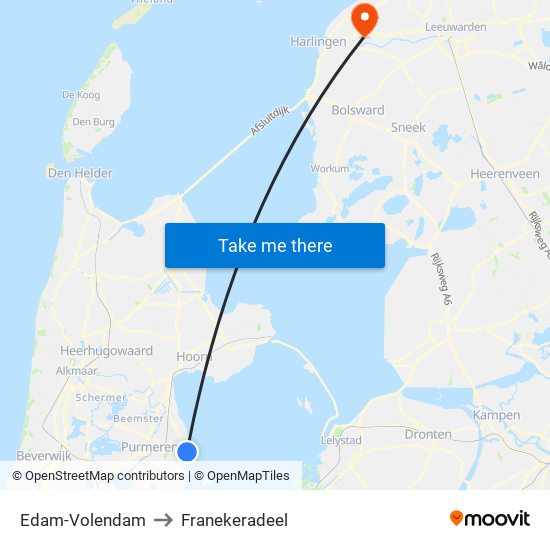 Edam-Volendam to Franekeradeel map