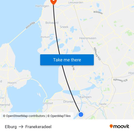 Elburg to Franekeradeel map