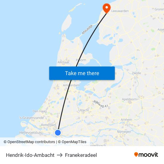 Hendrik-Ido-Ambacht to Franekeradeel map