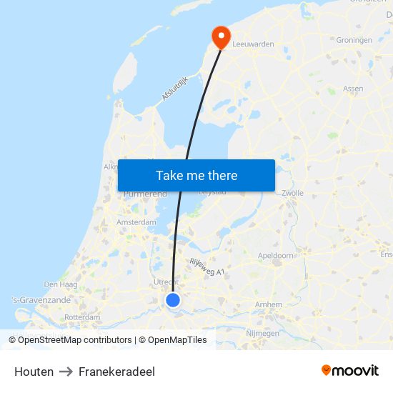 Houten to Franekeradeel map