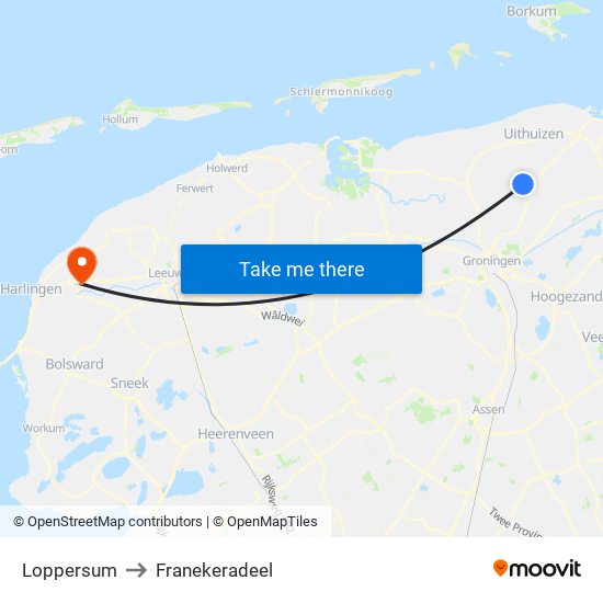 Loppersum to Franekeradeel map