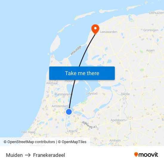 Muiden to Franekeradeel map