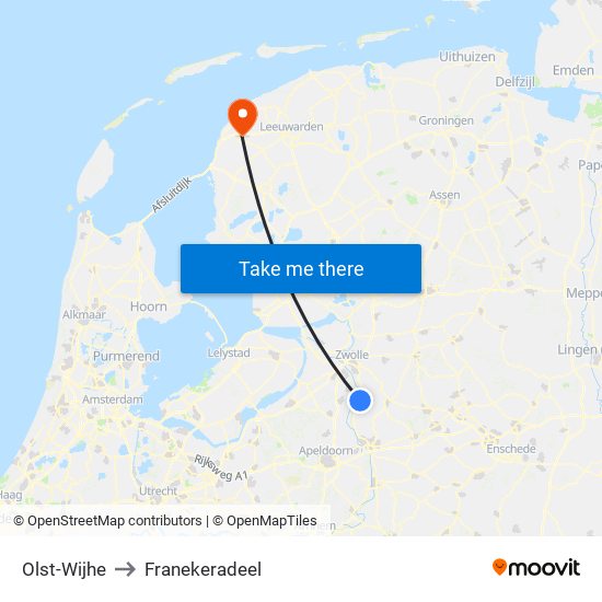 Olst-Wijhe to Franekeradeel map