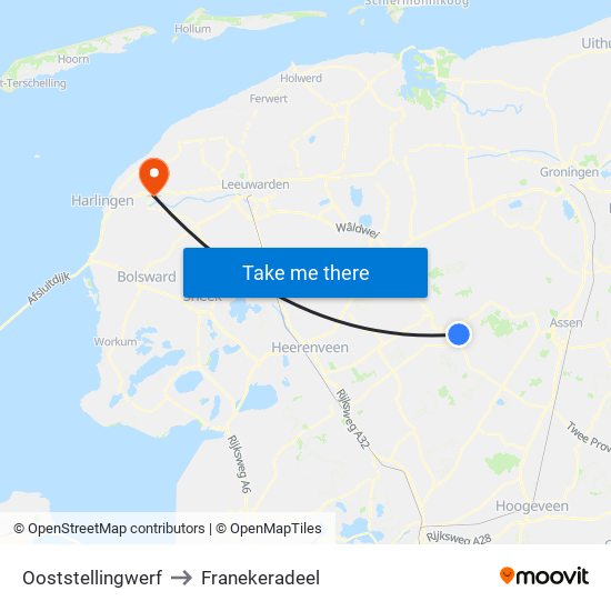 Ooststellingwerf to Franekeradeel map