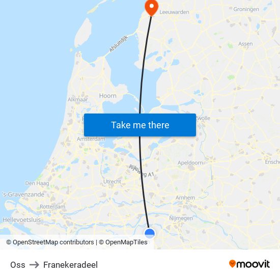 Oss to Franekeradeel map