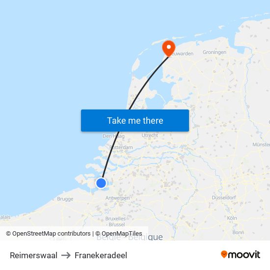 Reimerswaal to Franekeradeel map