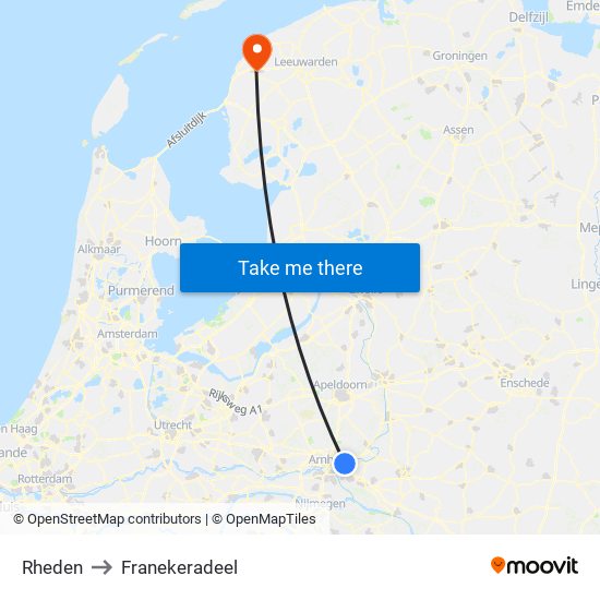 Rheden to Franekeradeel map