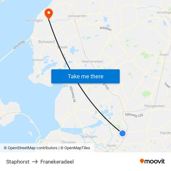 Staphorst to Franekeradeel map