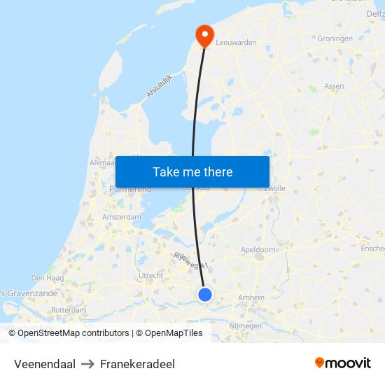 Veenendaal to Franekeradeel map