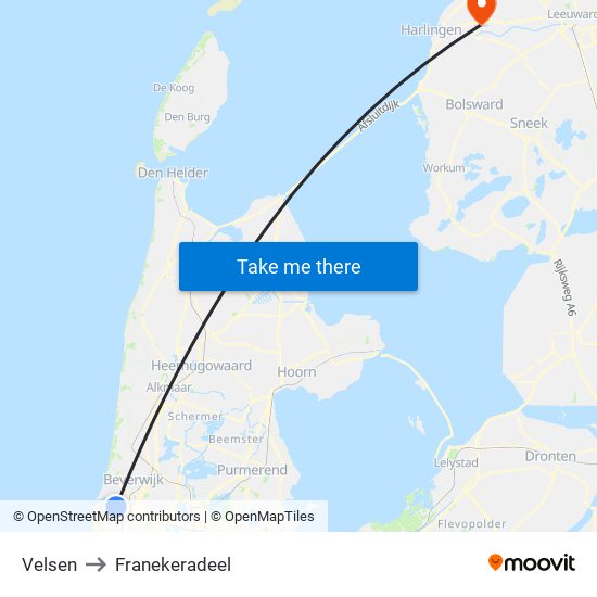 Velsen to Franekeradeel map