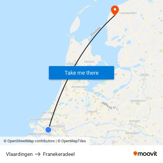 Vlaardingen to Franekeradeel map