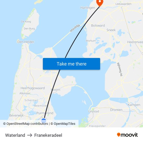 Waterland to Franekeradeel map