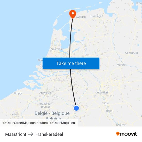 Maastricht to Franekeradeel map