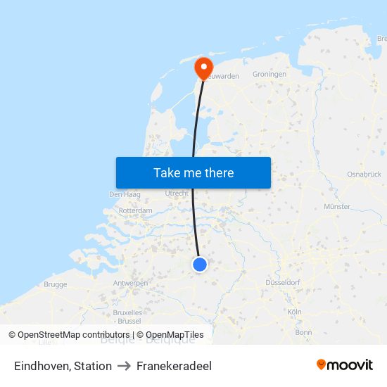 Eindhoven, Station to Franekeradeel map