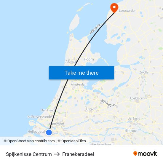 Spijkenisse Centrum to Franekeradeel map