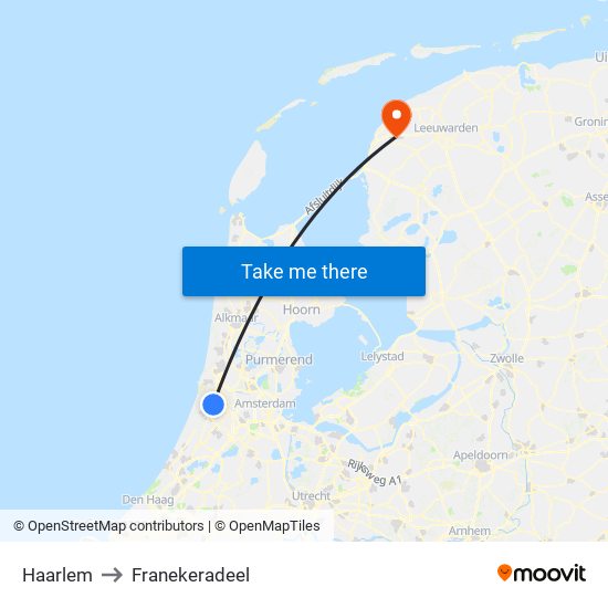 Haarlem to Franekeradeel map