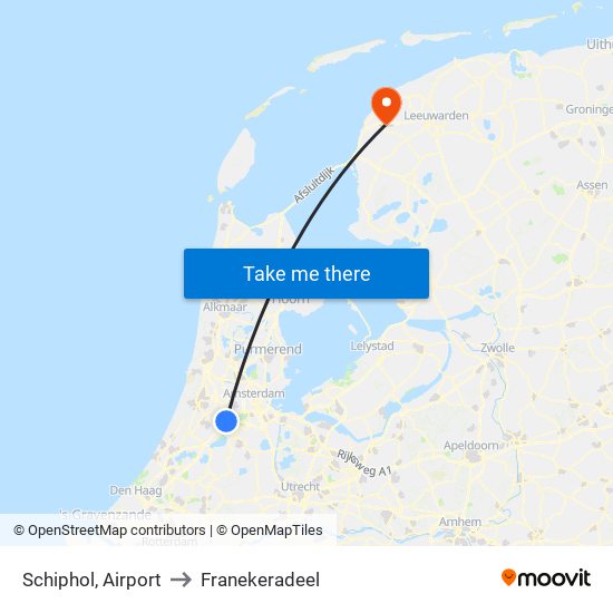 Schiphol, Airport to Franekeradeel map