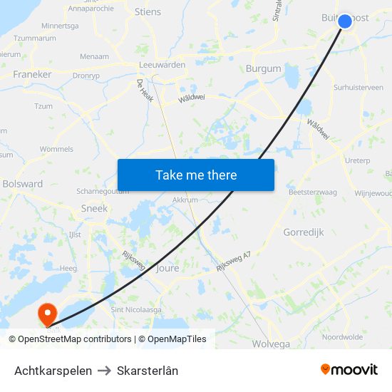 Achtkarspelen to Skarsterlân map