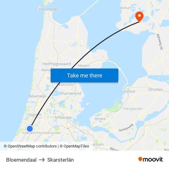 Bloemendaal to Skarsterlân map