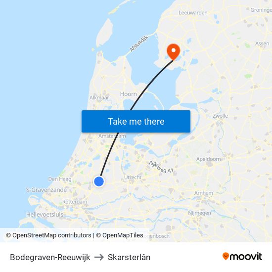 Bodegraven-Reeuwijk to Skarsterlân map