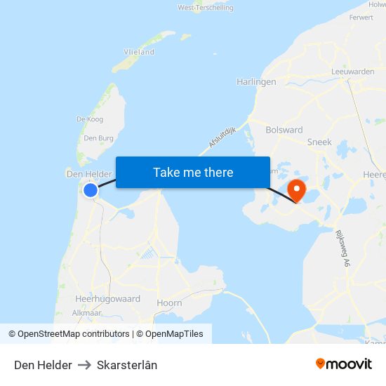 Den Helder to Skarsterlân map