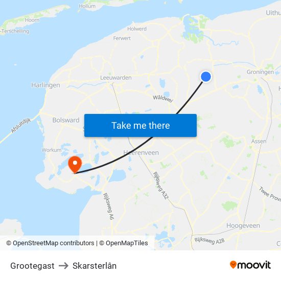 Grootegast to Skarsterlân map