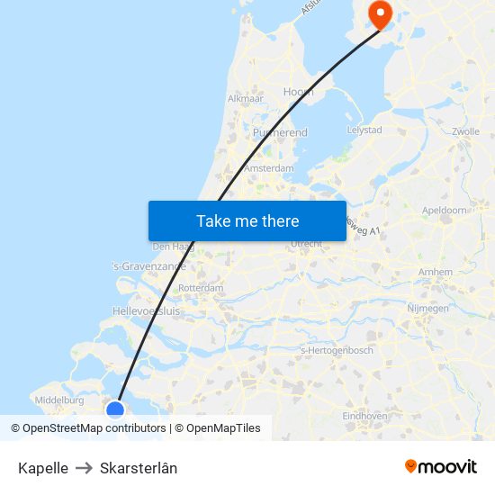 Kapelle to Skarsterlân map