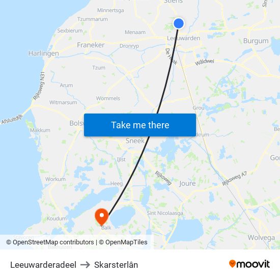 Leeuwarderadeel to Skarsterlân map