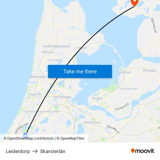 Leiderdorp to Skarsterlân map