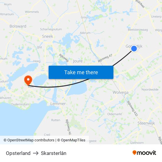 Opsterland to Skarsterlân map