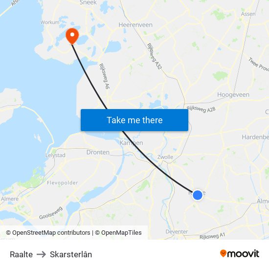 Raalte to Skarsterlân map