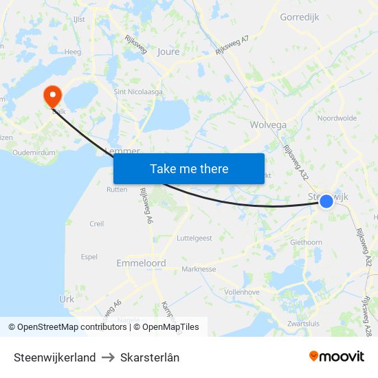 Steenwijkerland to Skarsterlân map