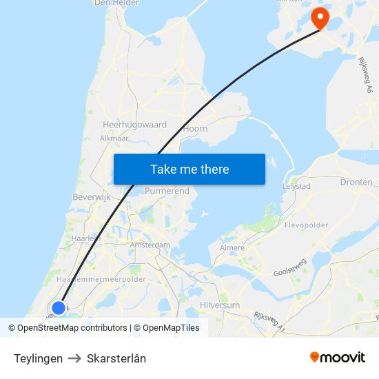 Teylingen to Skarsterlân map