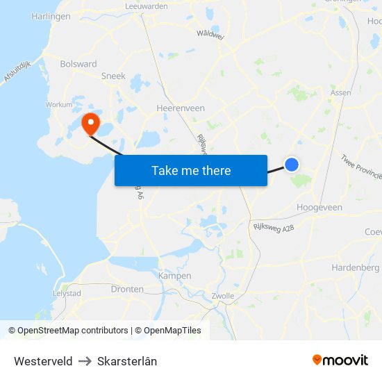 Westerveld to Skarsterlân map
