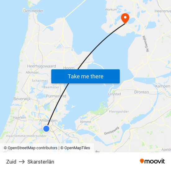 Zuid to Skarsterlân map