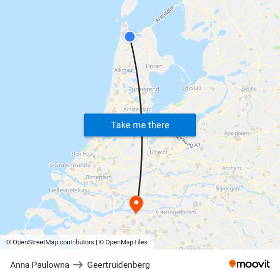 Anna Paulowna to Geertruidenberg map