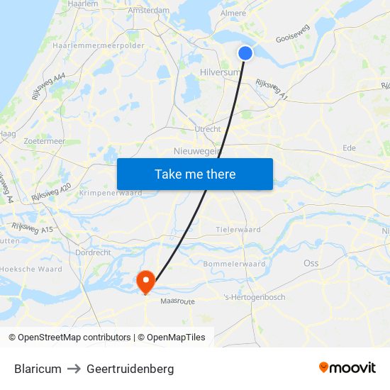 Blaricum to Geertruidenberg map