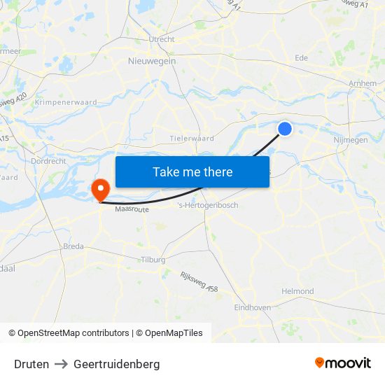 Druten to Geertruidenberg map