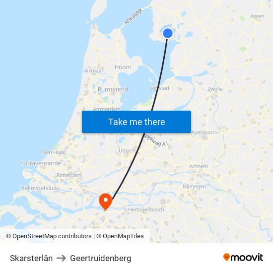 Skarsterlân to Geertruidenberg map