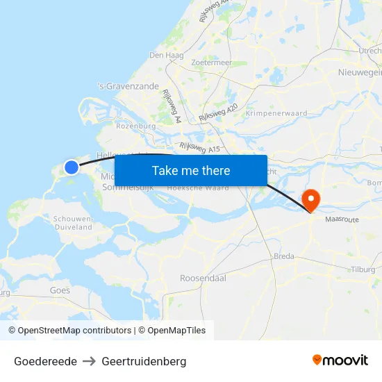 Goedereede to Geertruidenberg map