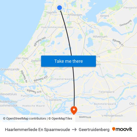 Haarlemmerliede En Spaarnwoude to Geertruidenberg map