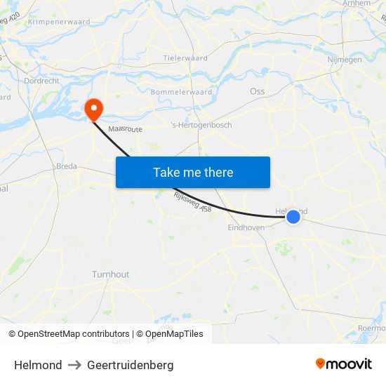 Helmond to Geertruidenberg map