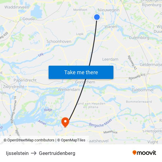 Ijsselstein to Geertruidenberg map