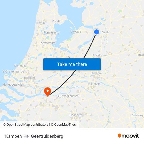 Kampen to Geertruidenberg map
