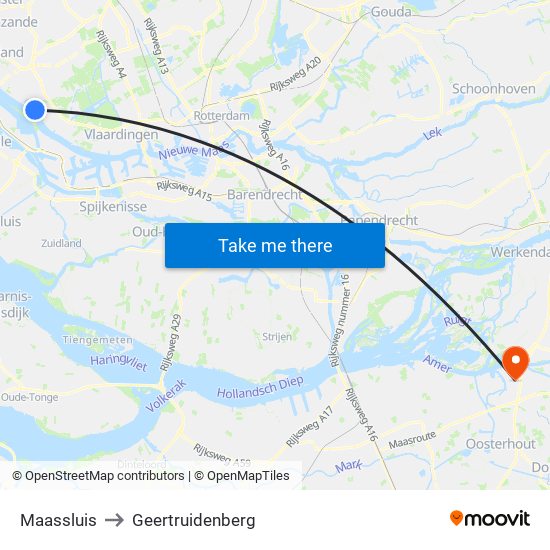 Maassluis to Geertruidenberg map