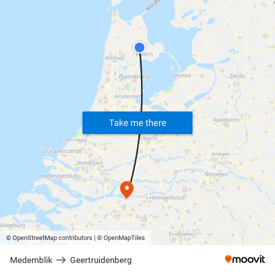 Medemblik to Geertruidenberg map