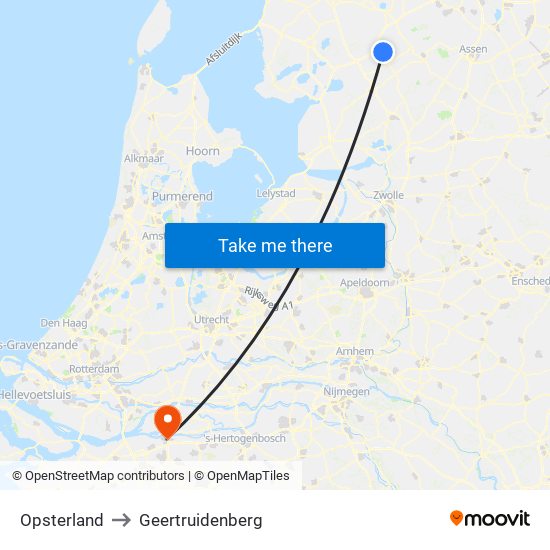 Opsterland to Geertruidenberg map