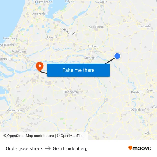 Oude Ijsselstreek to Geertruidenberg map