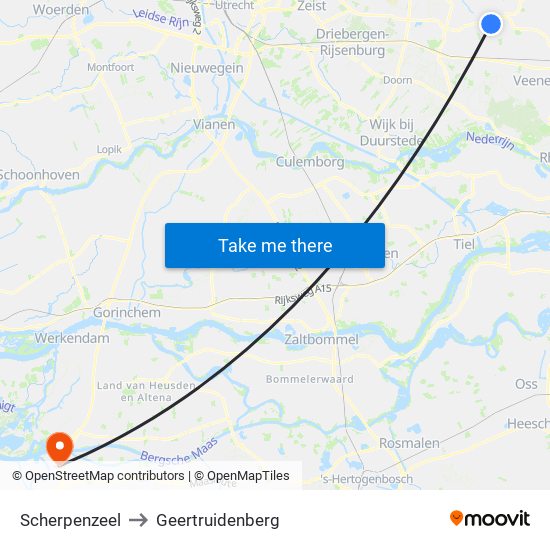 Scherpenzeel to Geertruidenberg map